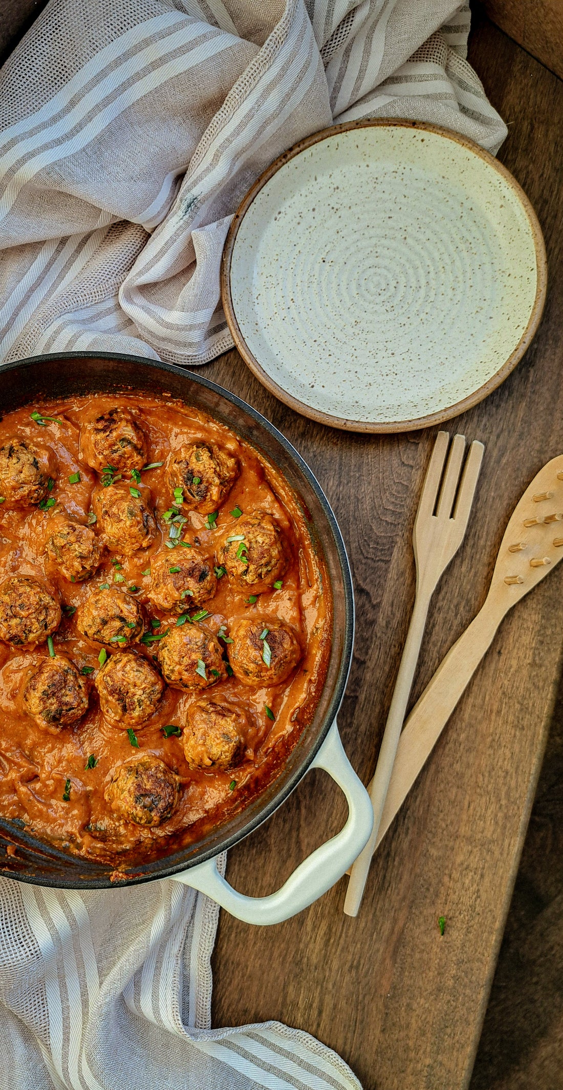 Boulettes de poulet épinards sauce rosée