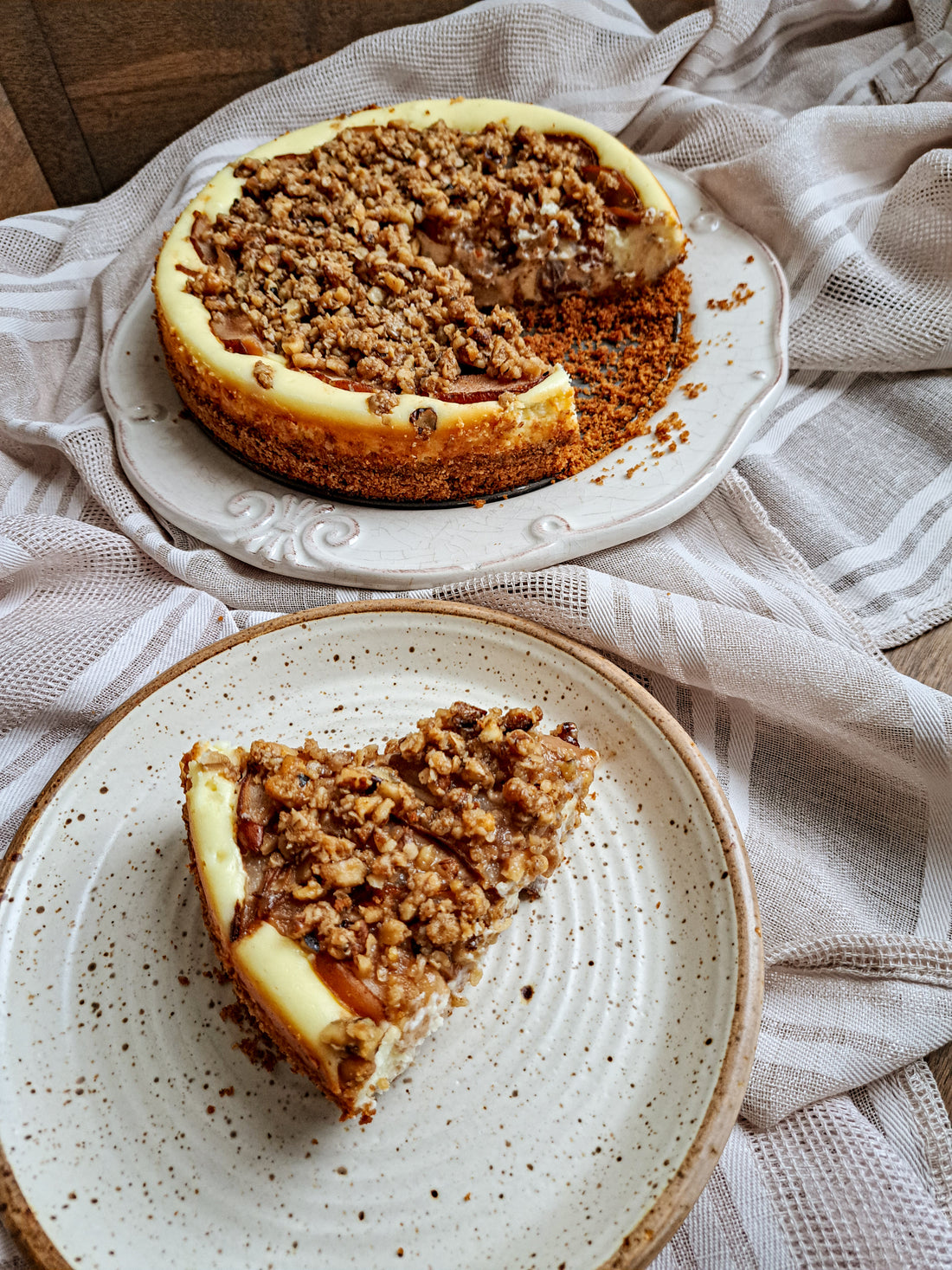 Gâteau au fromage, poires & crumble